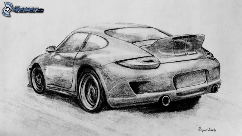 Porsche, gezeichnetes Auto