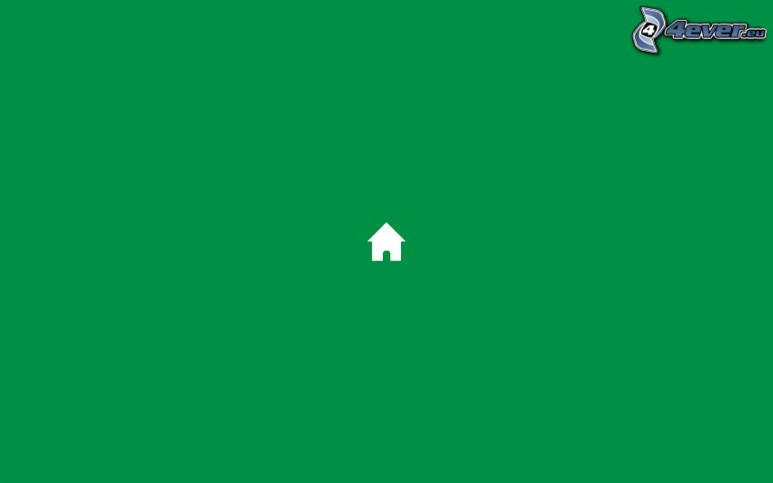 Häuschen, grüner Hintergrund