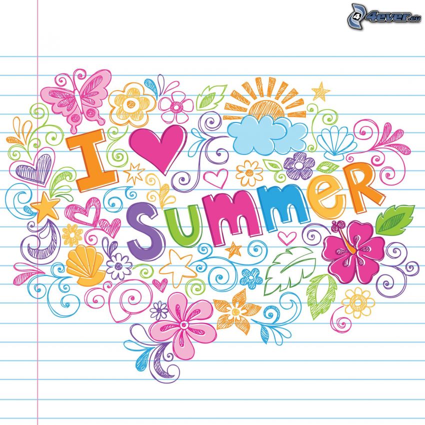 I love summer, cartoon Blumen