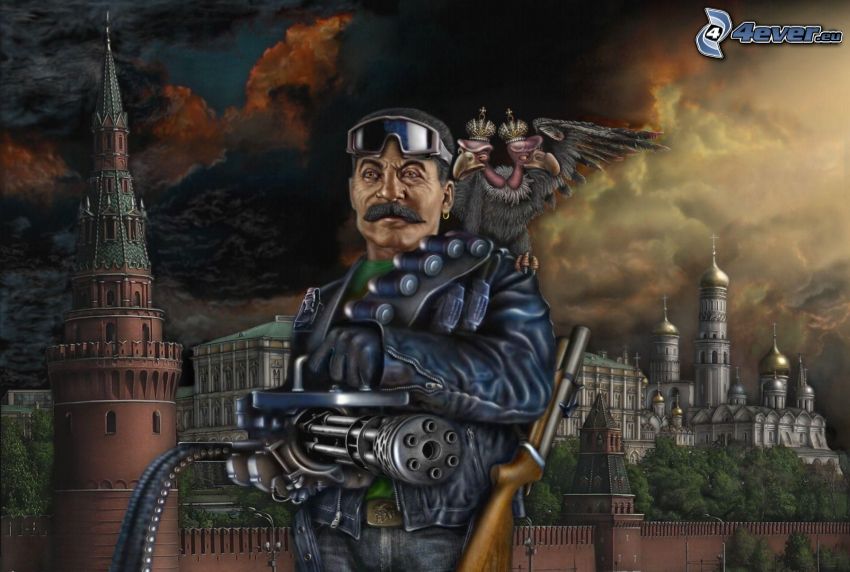 Mann mit einem Gewehr, Kreml, Maschinengewehr
