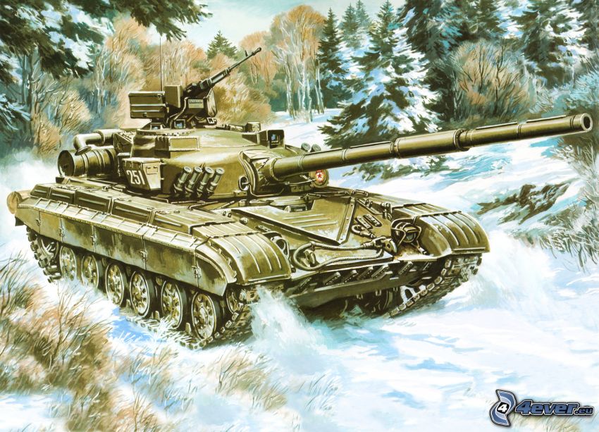 Panzer, verschneiter Wald