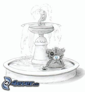 Teddybär, Cartoon, Springbrunnen