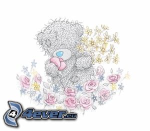 Teddybär mit Blumen