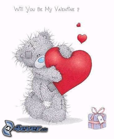 Valentinstag, Teddybär mit Herz, Liebe