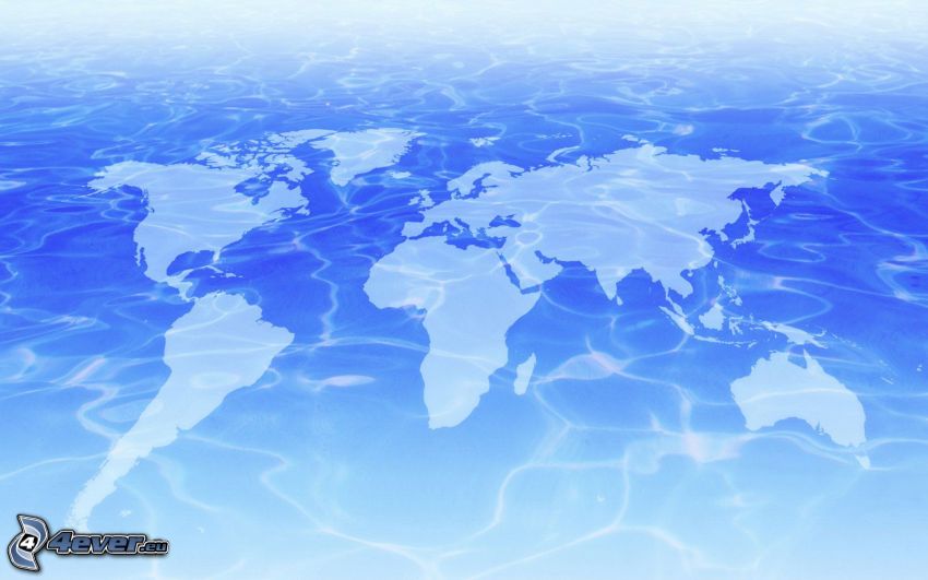 Weltkarte, blauer Hintergrund