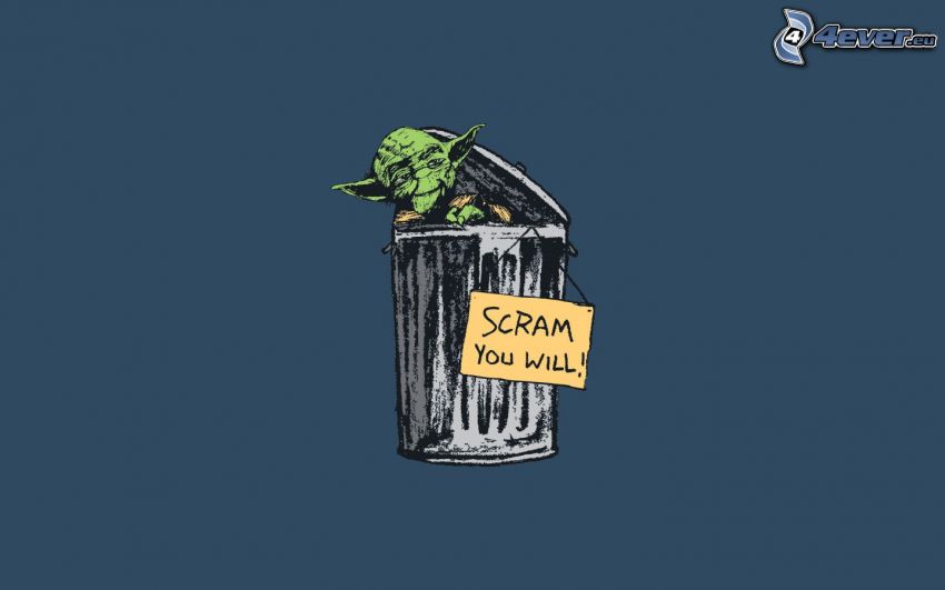 Yoda, Müllkorb, Schild