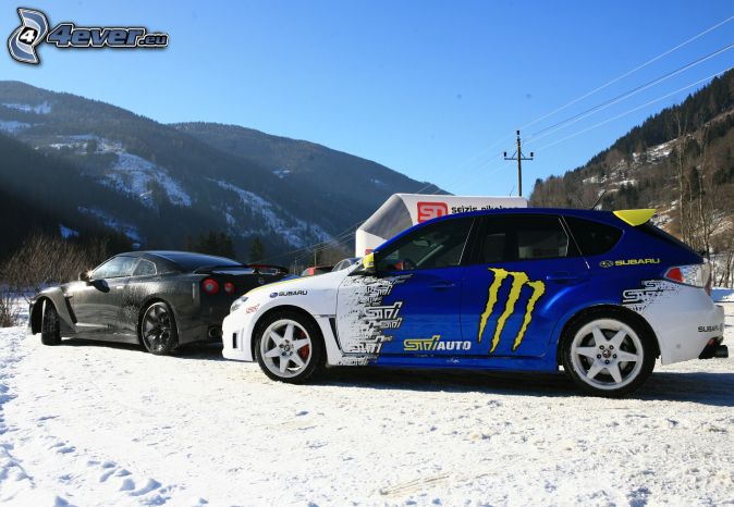 Subaru, Nissan, snö
