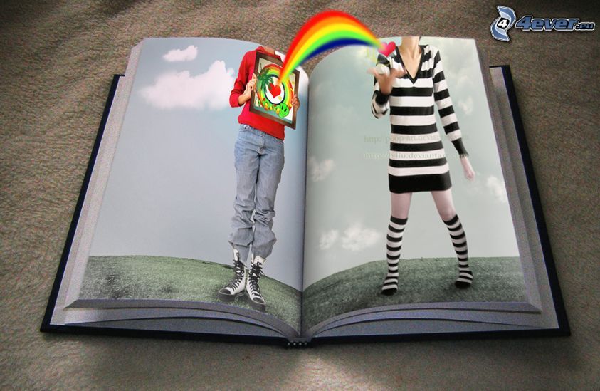 bok, regnbåge, kärlek