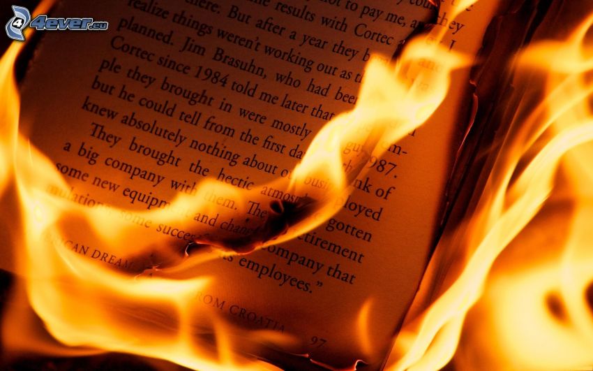 brinnande bok, eld