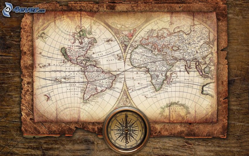 världskarta, kompass