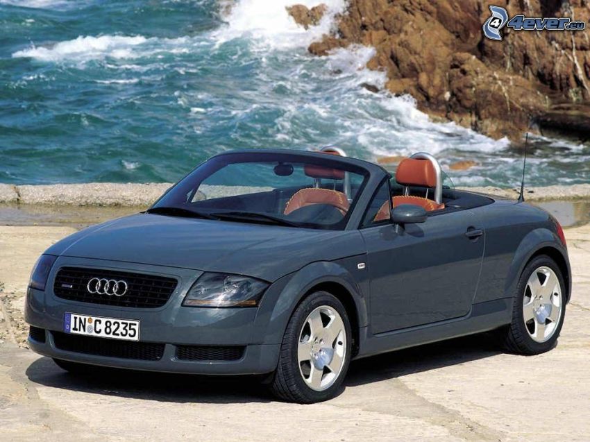 Audi TT, cabriolet, hav, vågor vid kusten