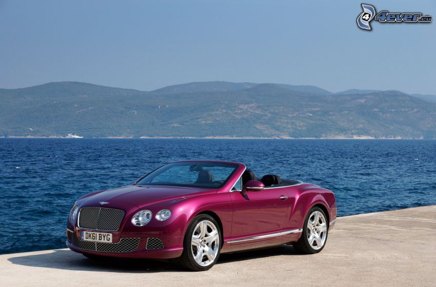 Bentley Continental GT, cabriolet, sjö, bergskedja