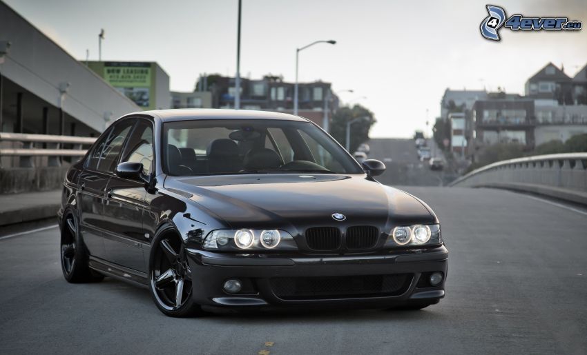 BMW E39, väg, stad, ljus