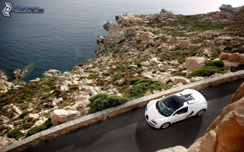 Bugatti Veyron, kust, hav