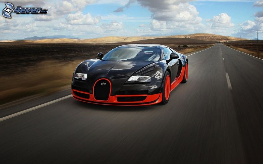 Bugatti Veyron, rak väg, fart
