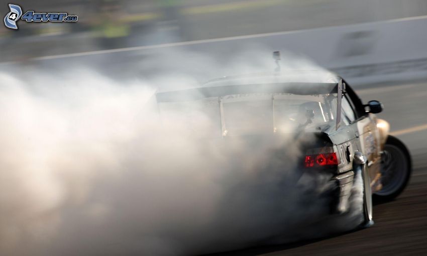 drifting, rök, racerbil