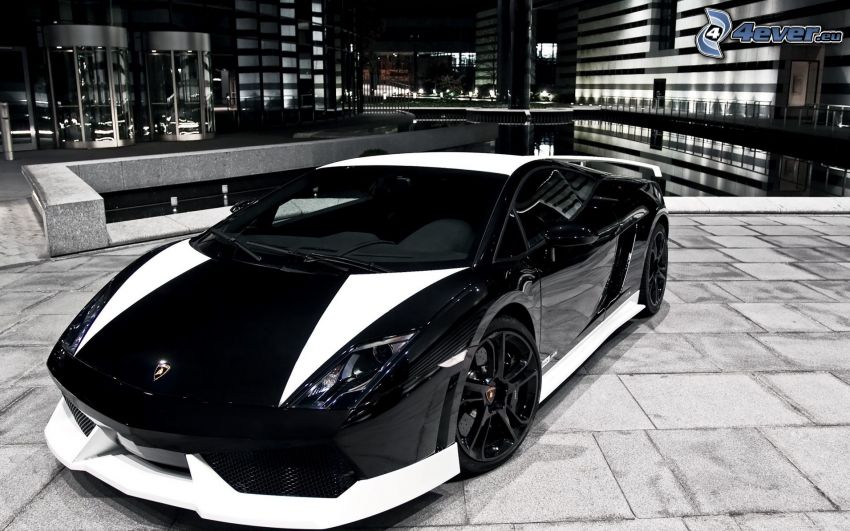 Lamborghini Gallardo, svartvitt foto