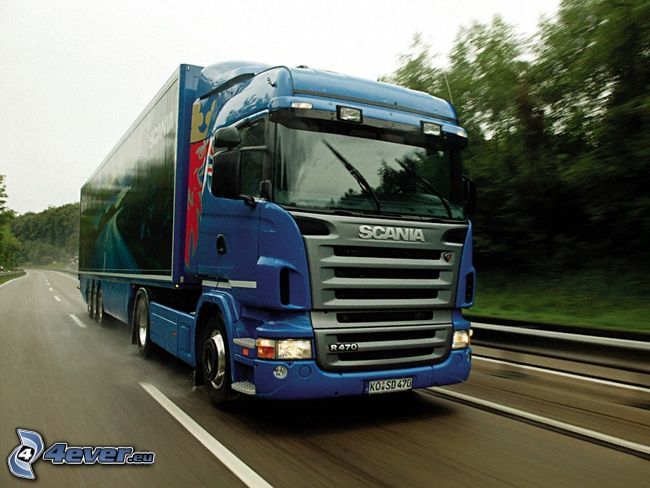 Scania R470, lastbil, motorväg