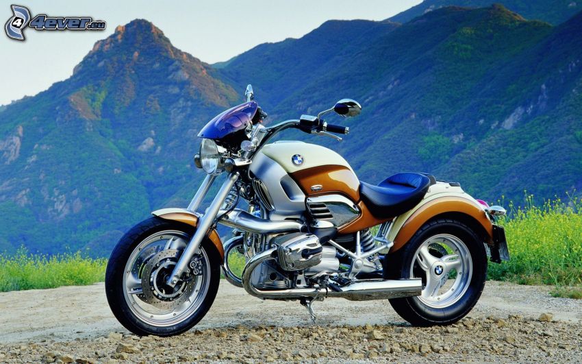 BMW motorcykel, steniga kullar