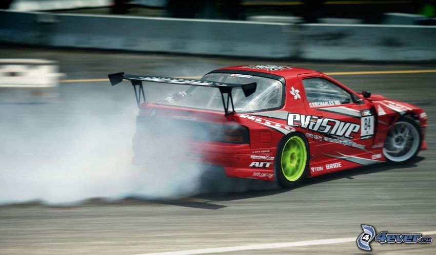 Mazda RX7, drifting, rök