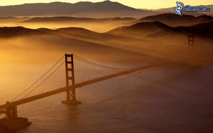 Golden Gate, San Francisco, Kalifornien, solstrålar