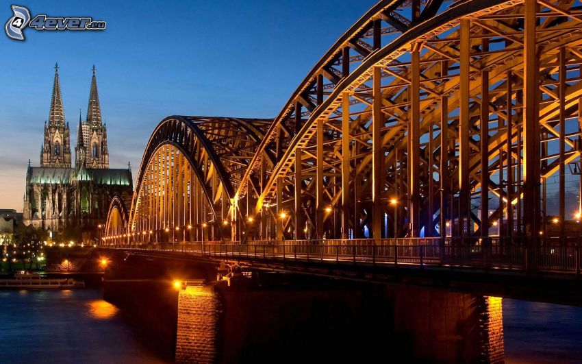 Hohenzollern Bridge, Köln, Tyskland, HDR