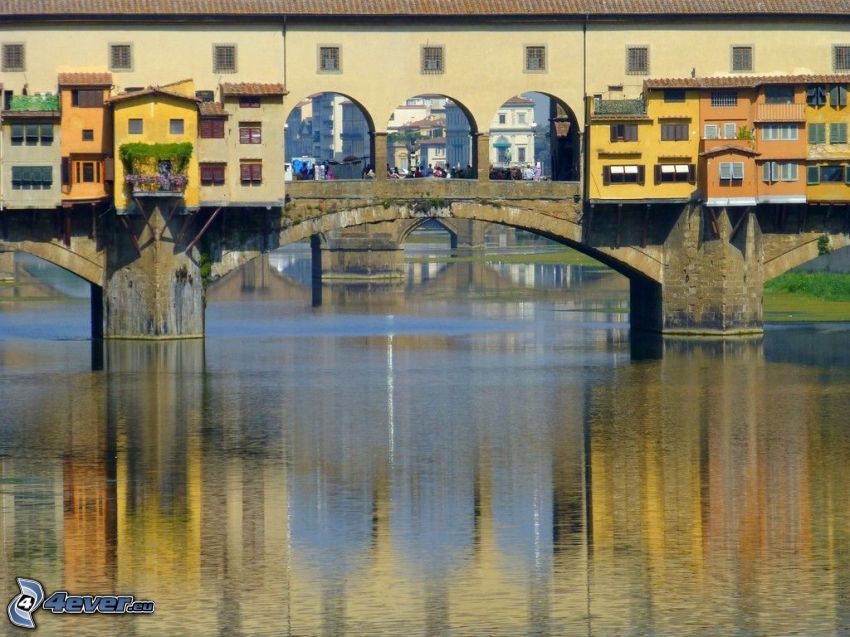 Ponte Vecchio, Florence, Arno, flod, broar