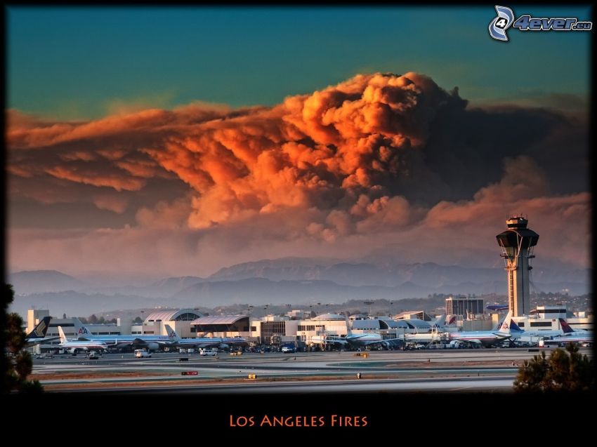 flygplats i Los Angeles, LAX, bränder, flygplan