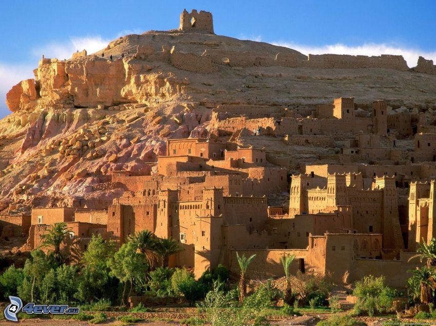 Ait Benhaddou, Marocko, byggnader, murar