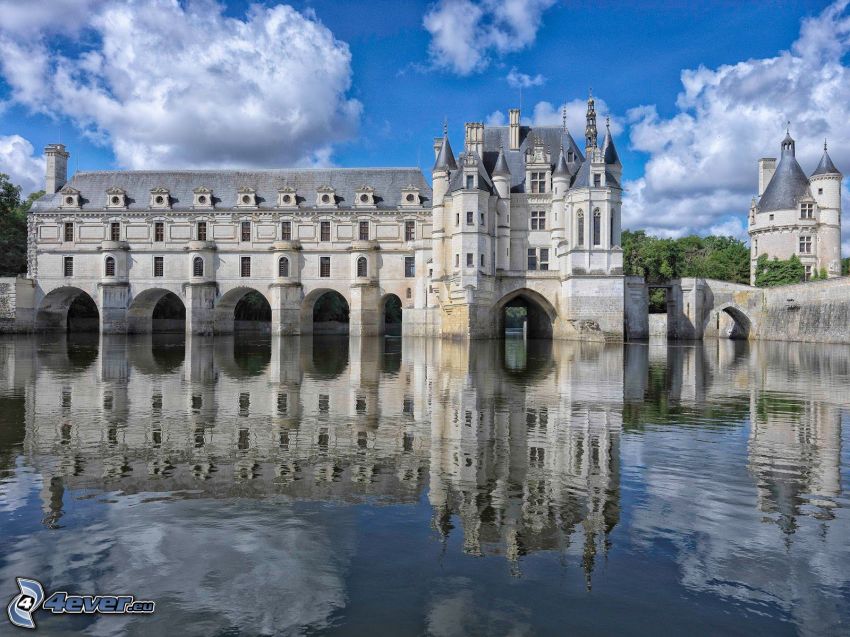 Château de Chenonceau, flod, spegling