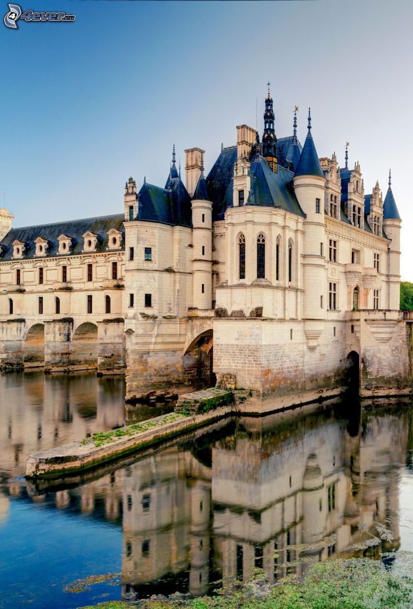 Château de Chenonceau, flod, spegling