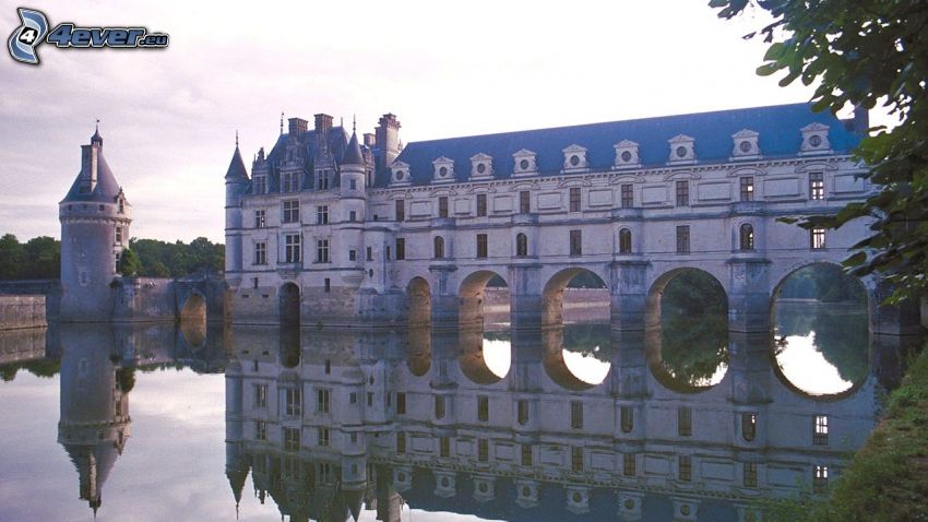 Château de Chenonceau, flod, spegling