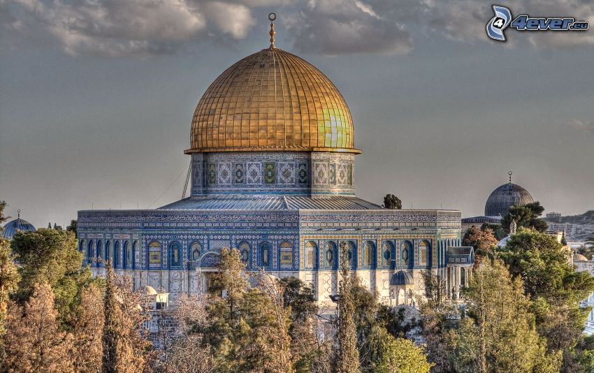 Dome of the Rock, träd, Jerusalem