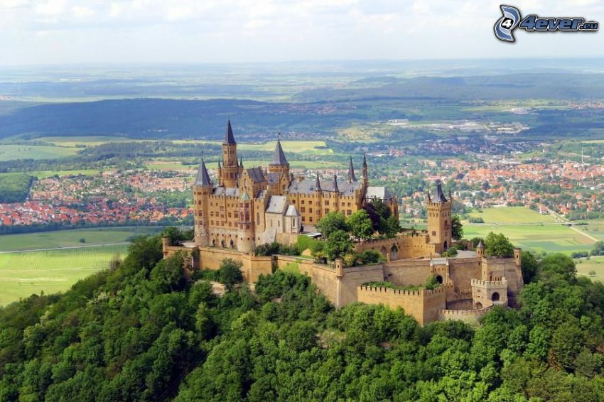 Hohenzollern, slott, Tyskland, utsikt över landskap