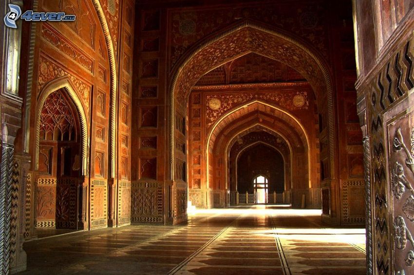 interiör av Taj Mahal, korridor