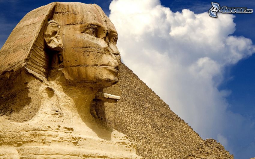 sfinx, pyramid, Egypten, moln