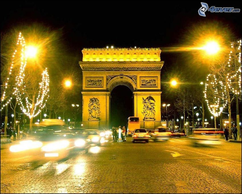 Triumfbågen, Paris, natt