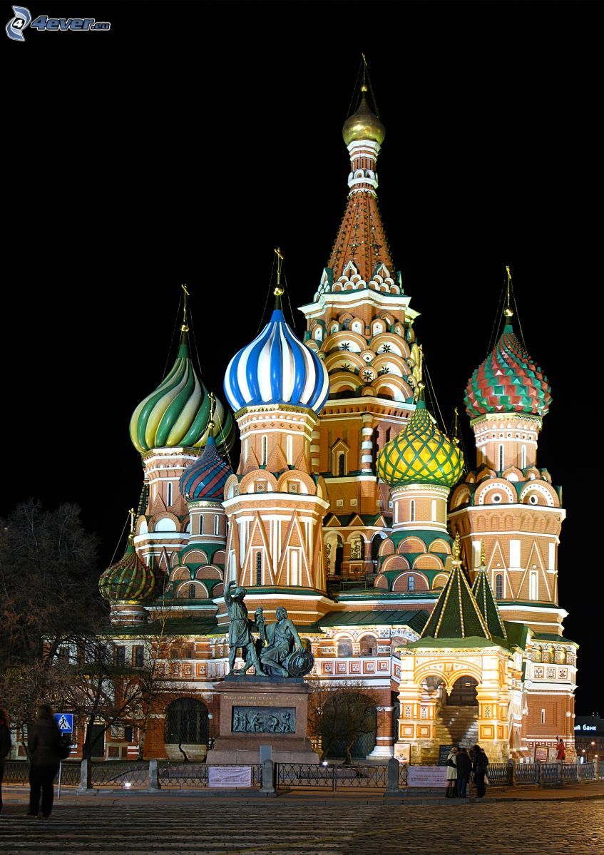 Vasilijkatedralen, natt
