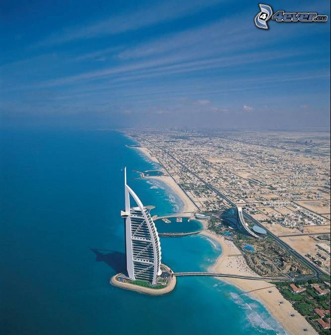 Burj Al Arab, Dubai, strand, stad, hav