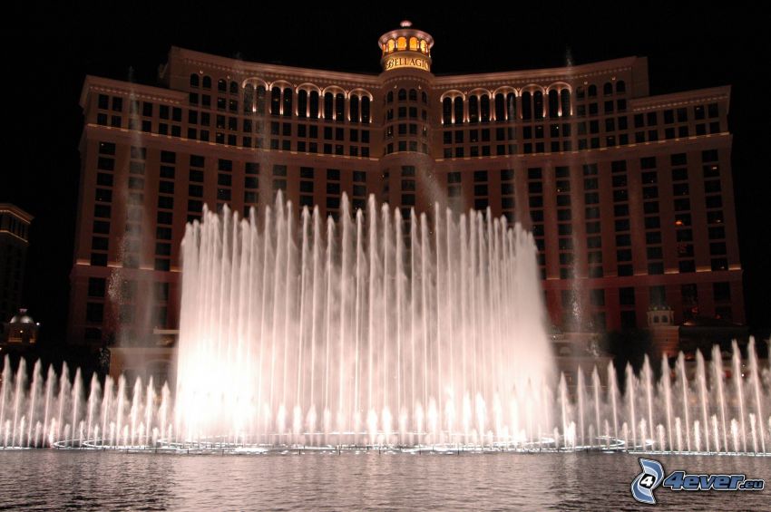 hotel Bellagio, Las Vegas, fontän, natt