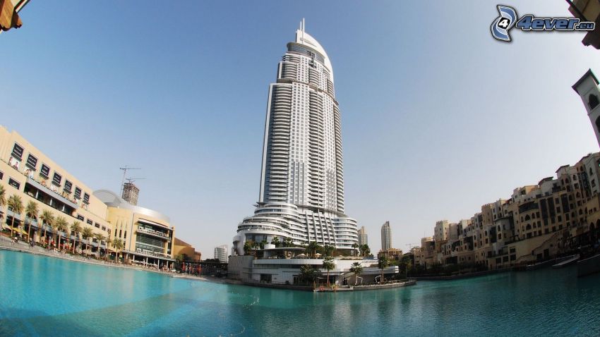 skyskrapa, Dubai, vatten