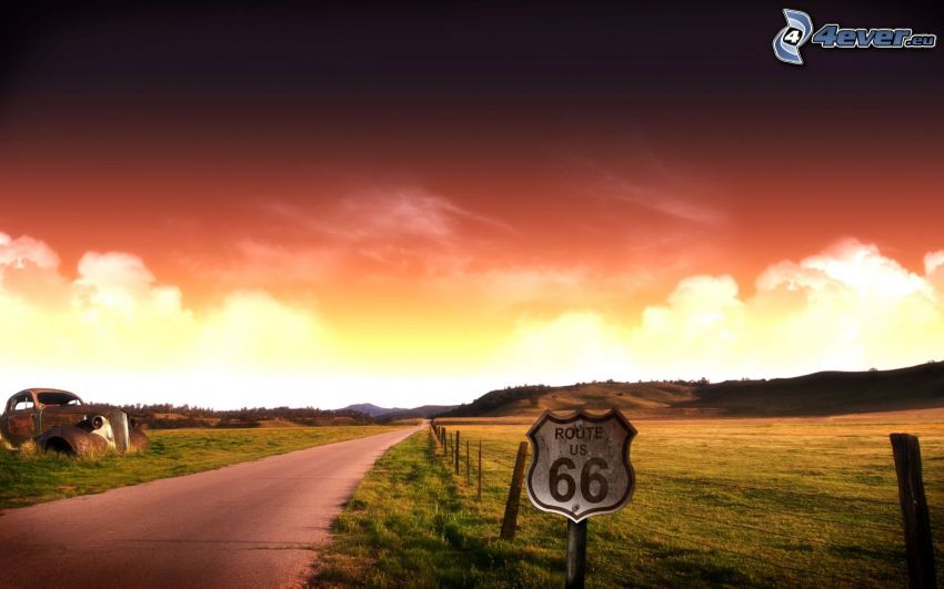Route 66 US, väg, vrak