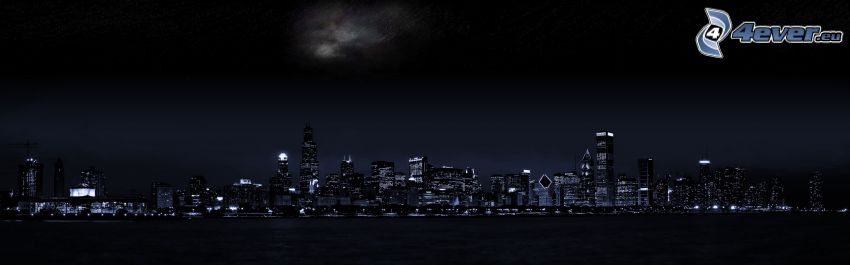 Chicago, nattstad, panorama