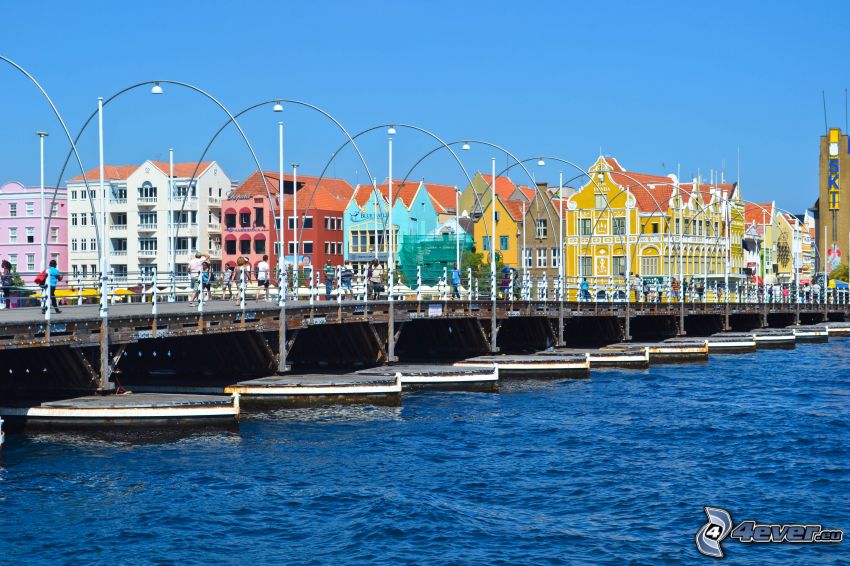 färgglada hus, brygga, Curaçao