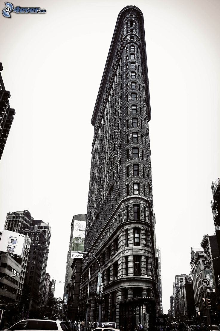 Flatiron, Manhattan, svartvitt foto