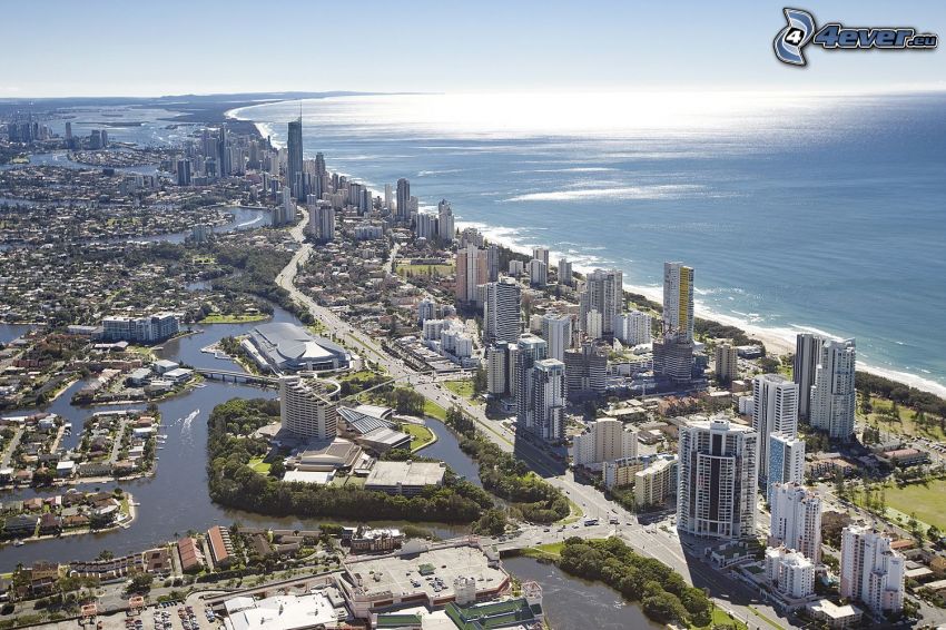 Gold Coast, skyskrapor, hav