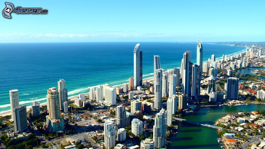 Gold Coast, skyskrapor, öppet hav