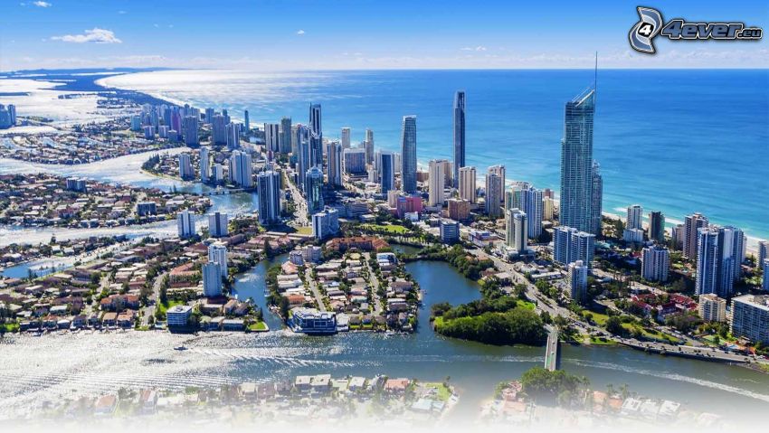 Gold Coast, skyskrapor, öppet hav
