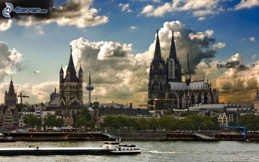 Katedralen i Köln, Köln, flod, katedral