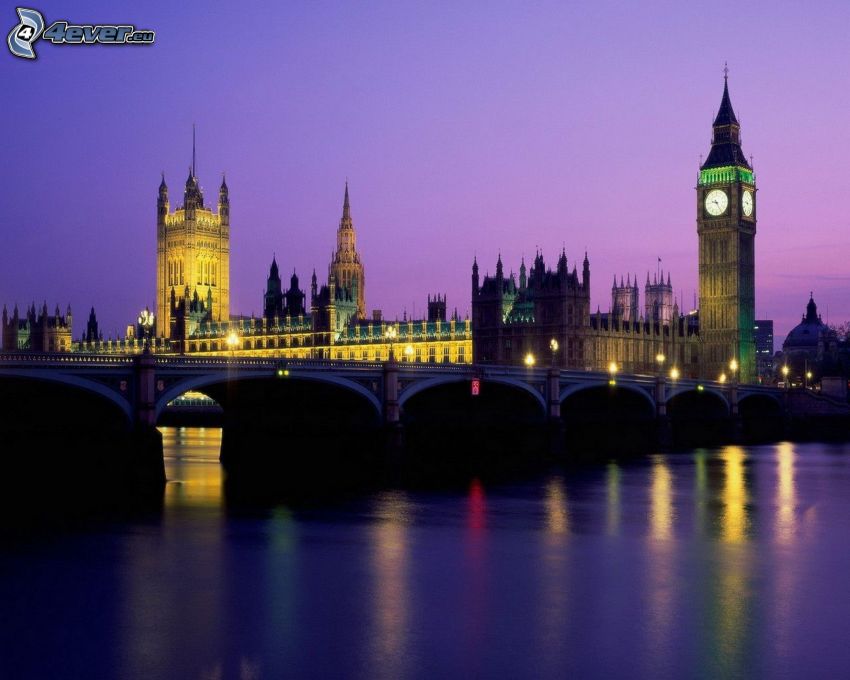 London, kvällsstad, Big Ben